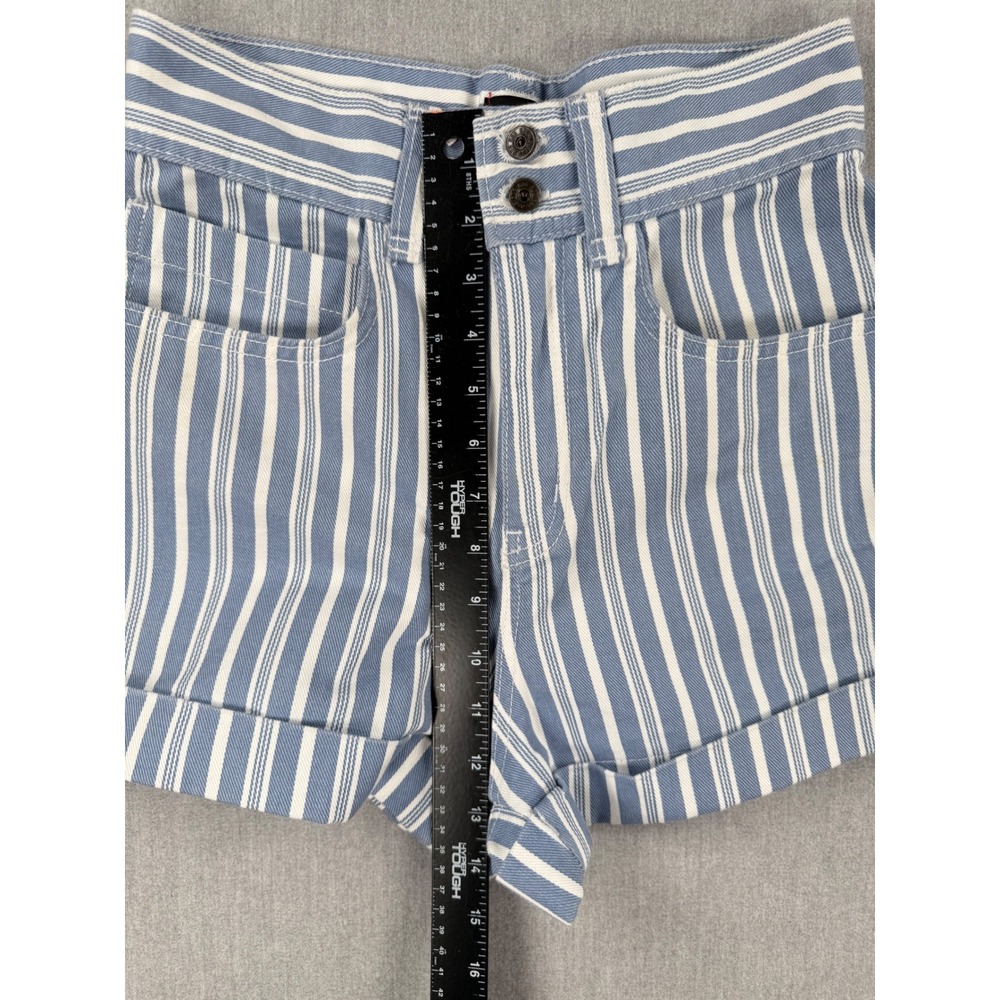 BDG Urban Outfitters Striped High Waisted Denim Shorts Blue White Size 4 - Picture 6 of 8